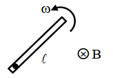 A rod of length $\ell$ is rotating in a uniform magnetic field as shown ...