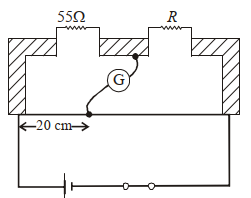 Shown in the figure below is a meter-bridge set up with null deflection ...