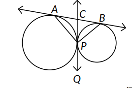 In figure, two circles touch externally at P. A common tangent touches ...