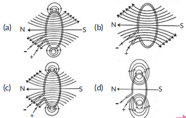 The correct pattern of magnetic field lines of the field produced by a ...