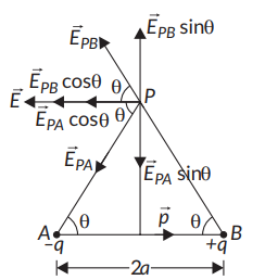 Derive the expression for electric field at a point on the equatorial ...