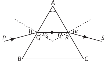 Figure shows a ray of light passing through a prism. If the refracted ...