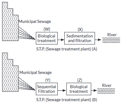 Study the given diagram of Sewage Treatment Plant (S.T.P.) and answer ...